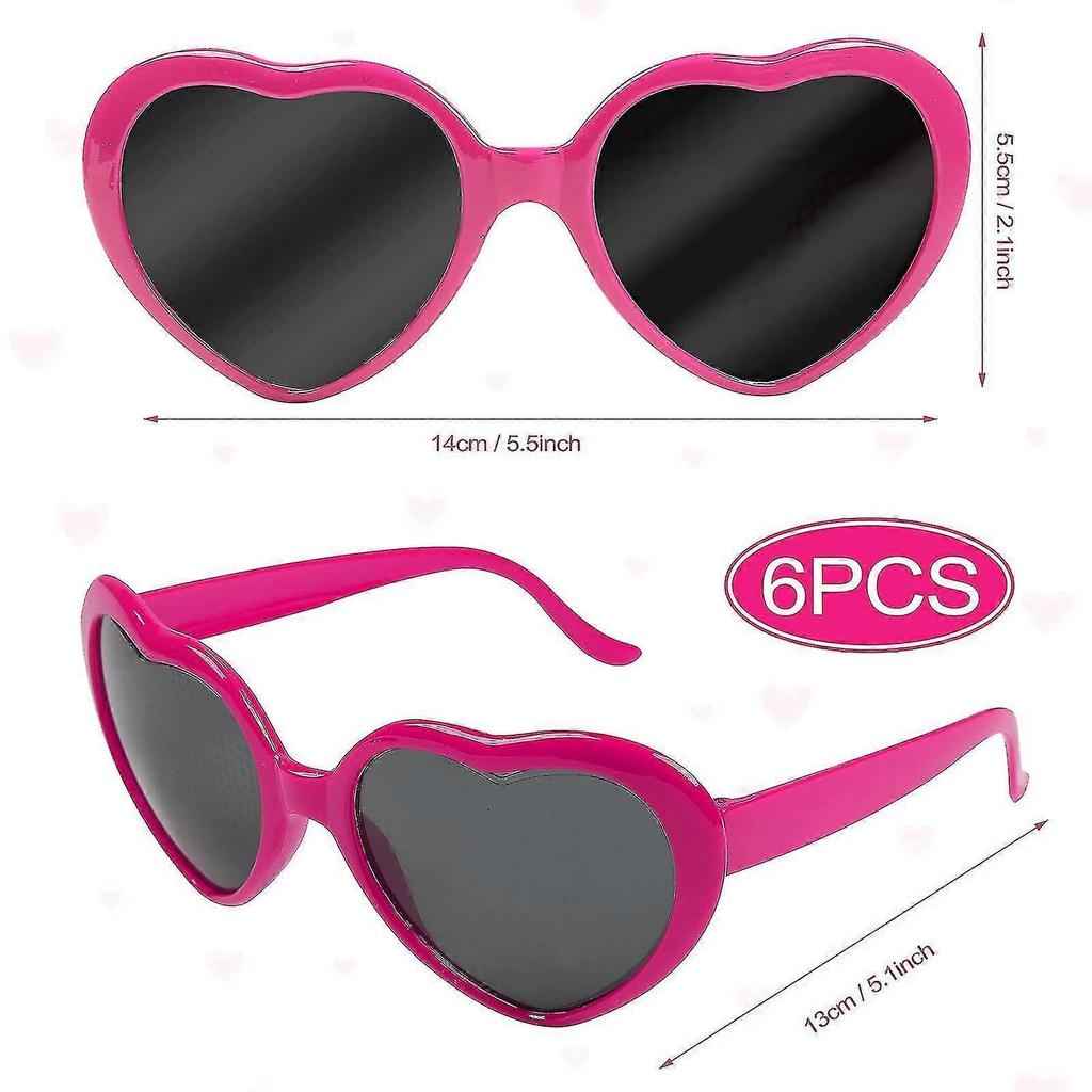 6pcs Lunettes à Diffraction Effet Cœur, Lunettes de Soleil Effets Spéciaux en Forme de Cœur Lumineux 3D Lunettes d'Amour Pour Bar Boîte de Nuit -CEUK