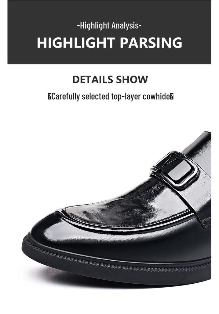 Men's Black British Style Cowhide Leather Dress Shoes - Youth Soft Sole Casual/Formal Wear