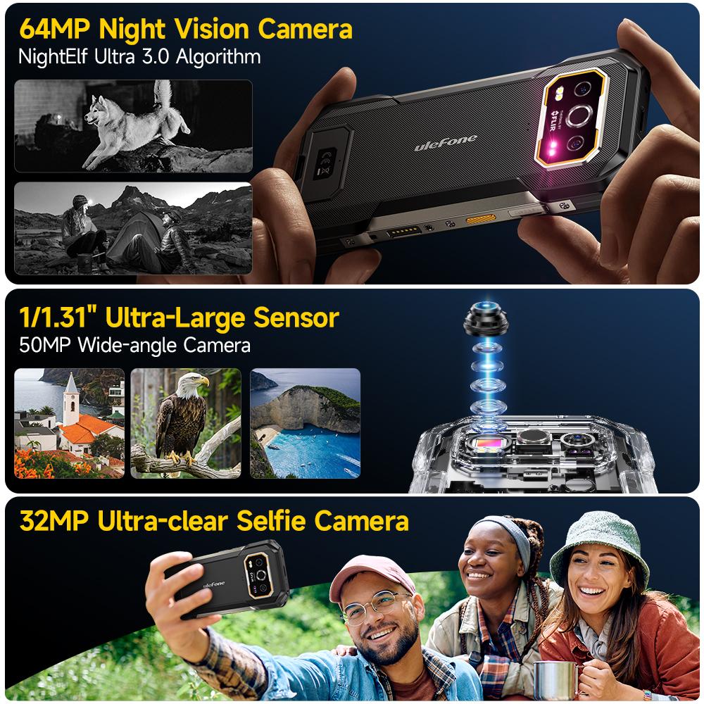 Ulefone Armor 27T Pro+ 5G Rugged Phone 10600mAh Android 15 50MP+64MP Night Camera 6.78" 120Hz 24GB+256GB NFC Mobile Phone