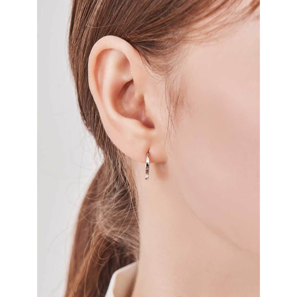 Silver 925 Simple Basic One-Touch Ring Earrings Gisvee139