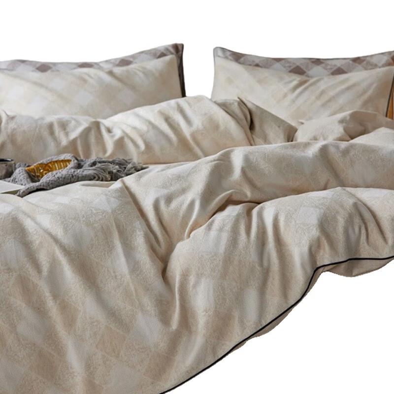 Lilang Roman Grid Duvet Cover Bedsheet Set