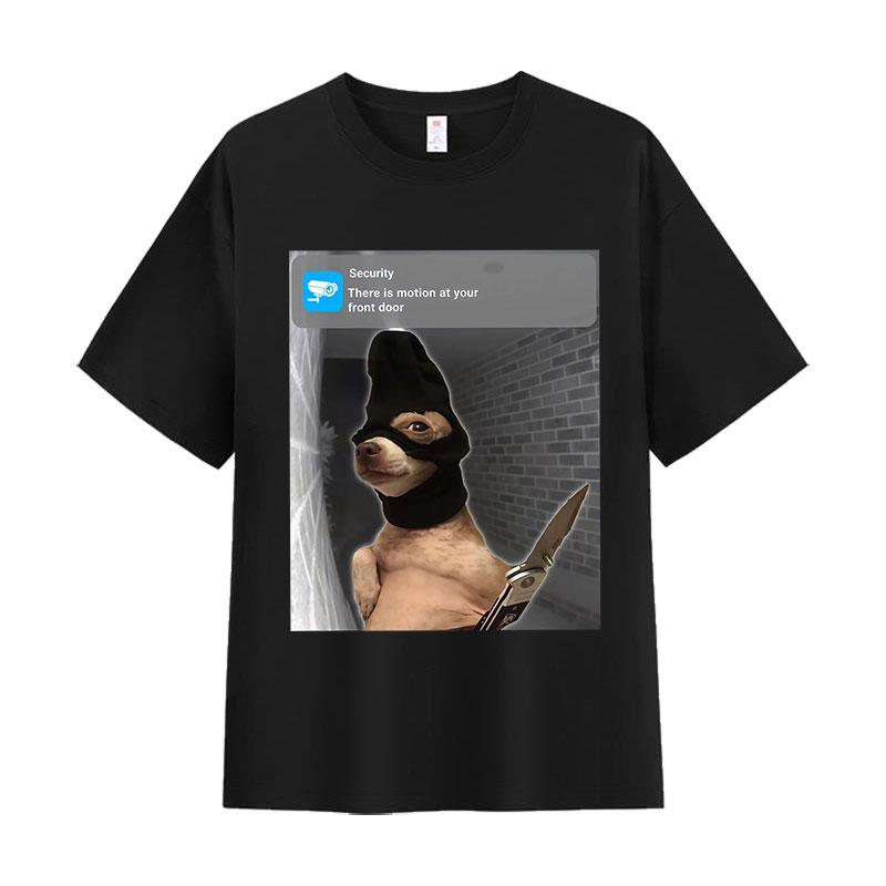 

Ring Dog with Motion Funny Meme Graphic Tshirt Men Women Fashion High Quality Cotton Tshirts Retro Oversized Short Sleeve Tees S