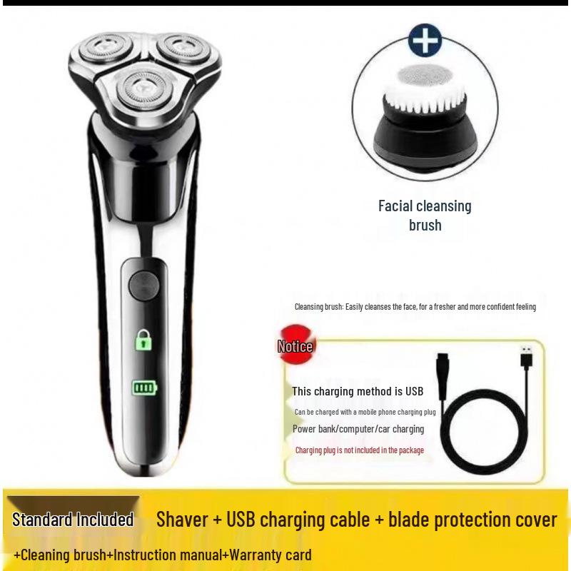 German Electric Shaver: 6-in-1 Multifunctional, Floating Triple Head, Waterproof Men's Beard Razor