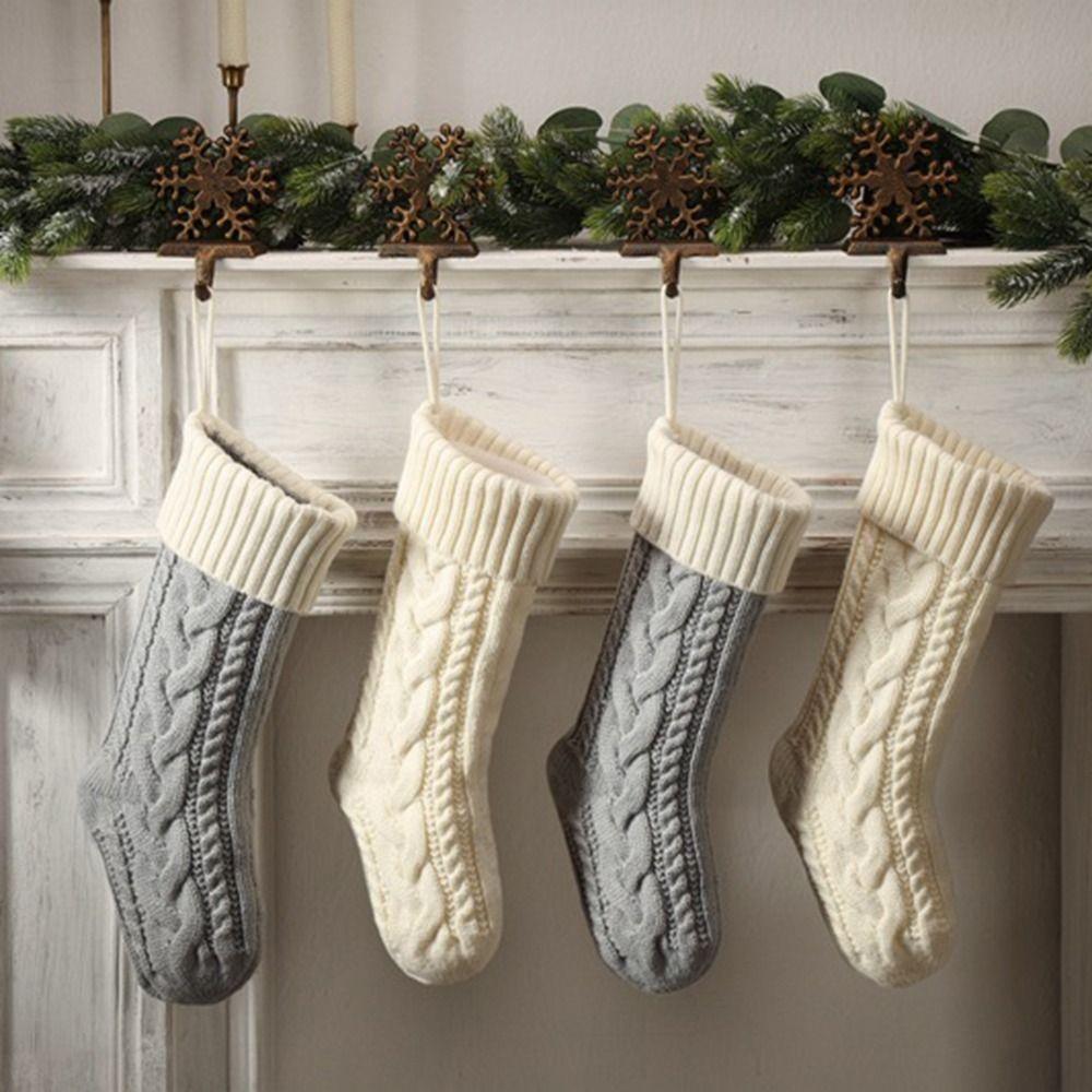 Santa Claus Christmas Stocking Sack Knitted Christmas Tree Decor Plus Christmas Gift Bag  Home