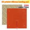 3D tiskárna Silikonová vyhřívací podložka Čtvercová 220V vyhřívací podložka 200x200MM/310x310MM 500W/750W bez/se čtyřmi upevňovacími otvory