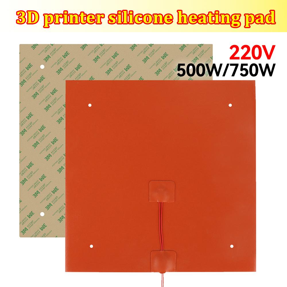 3D tiskárna Silikonová vyhřívací podložka Čtvercová 220V vyhřívací podložka 200x200MM/310x310MM 500W/750W bez/se čtyřmi upevňovacími otvory