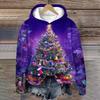 Women's Fashion Long Sleeve Christmas Print Loose Hooded Sweatshirt Top