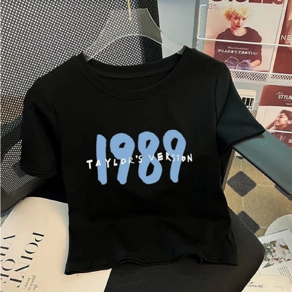1989 Women's Concert Cropped Tops Oversized Country Music Shirt Music Lover Shirts Taylors Merchandise Oversized Album Fan Gift