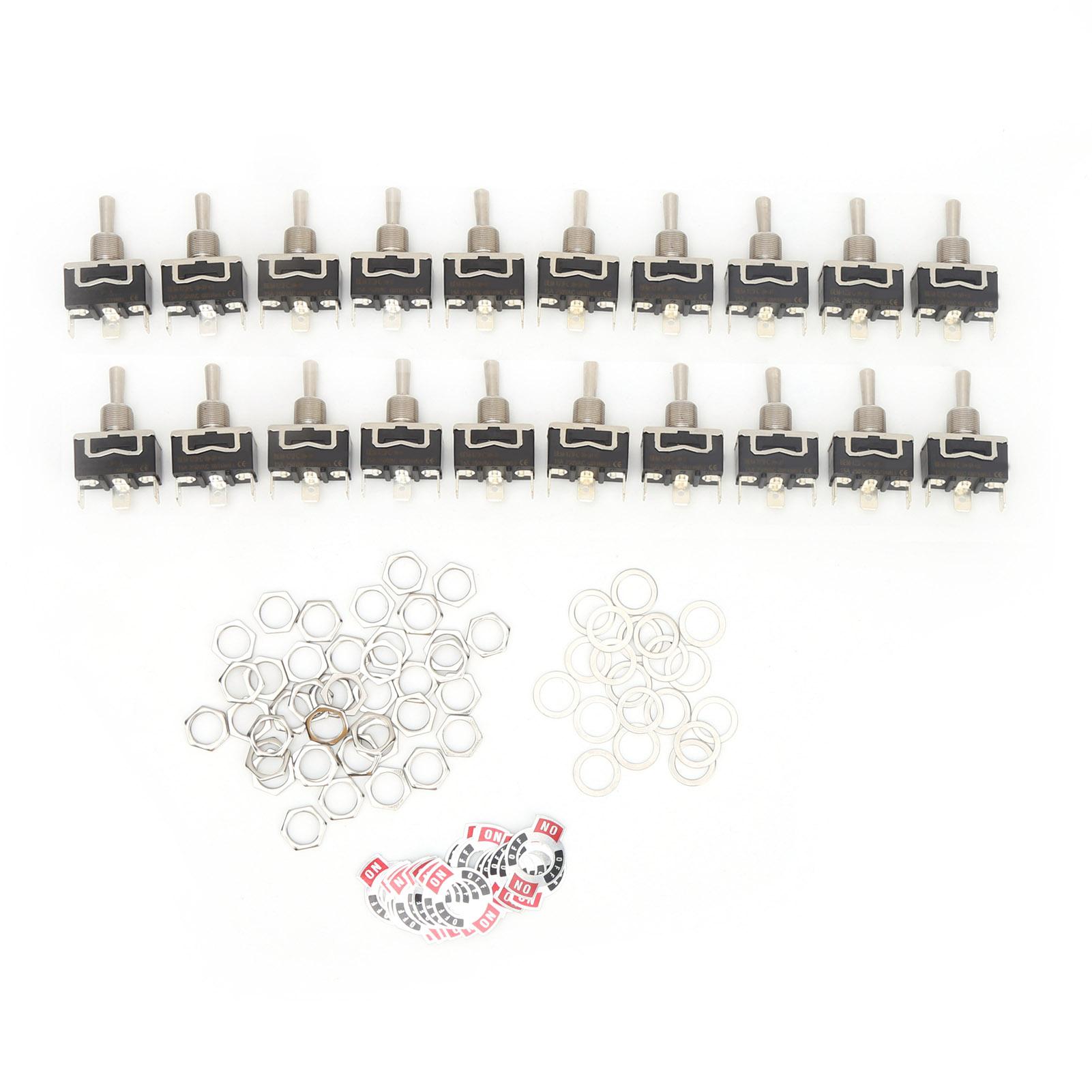 

20Pcs BERM Toggle Switch LED Light Rocker Button 3 Level 3 Pins On/Off/On 15A 250VAC