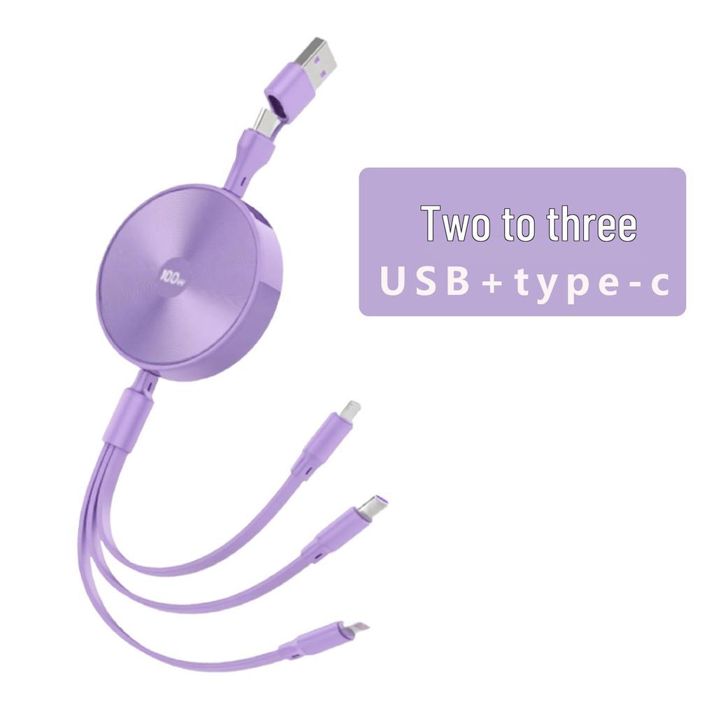 3-in-1 100W Fast Charging Cable, Compatible with Apple and Huawei, 6A Single Pull Design