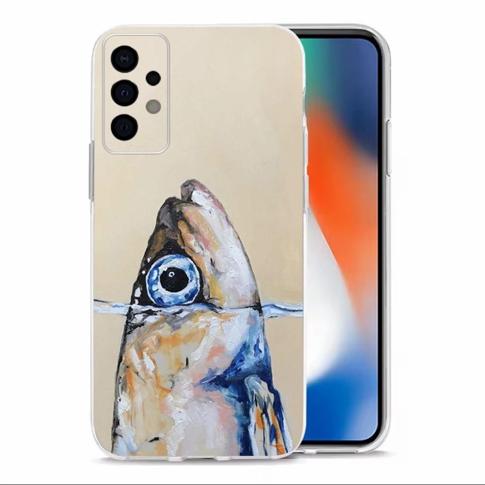 Fish Sardine Painting Art Phone Case For Samsung Galaxy A71,70,52,40,51,31,A50,21S,30S,Note20ultra Transparent Cover