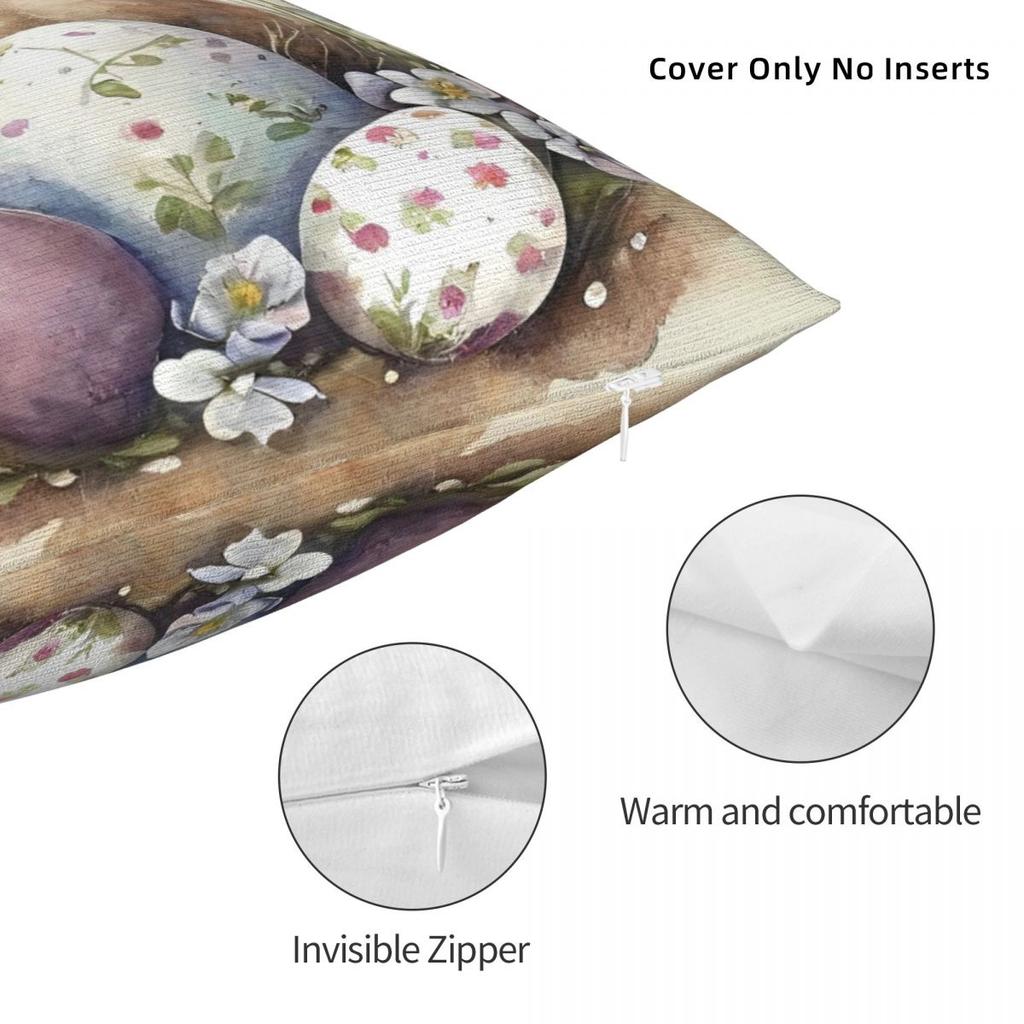 Spring Easter Bunny Eggs Square Pillow Cases Cushion Covers Awesome Zipper Decorative Pillowcover for Sofa 45*45cm
