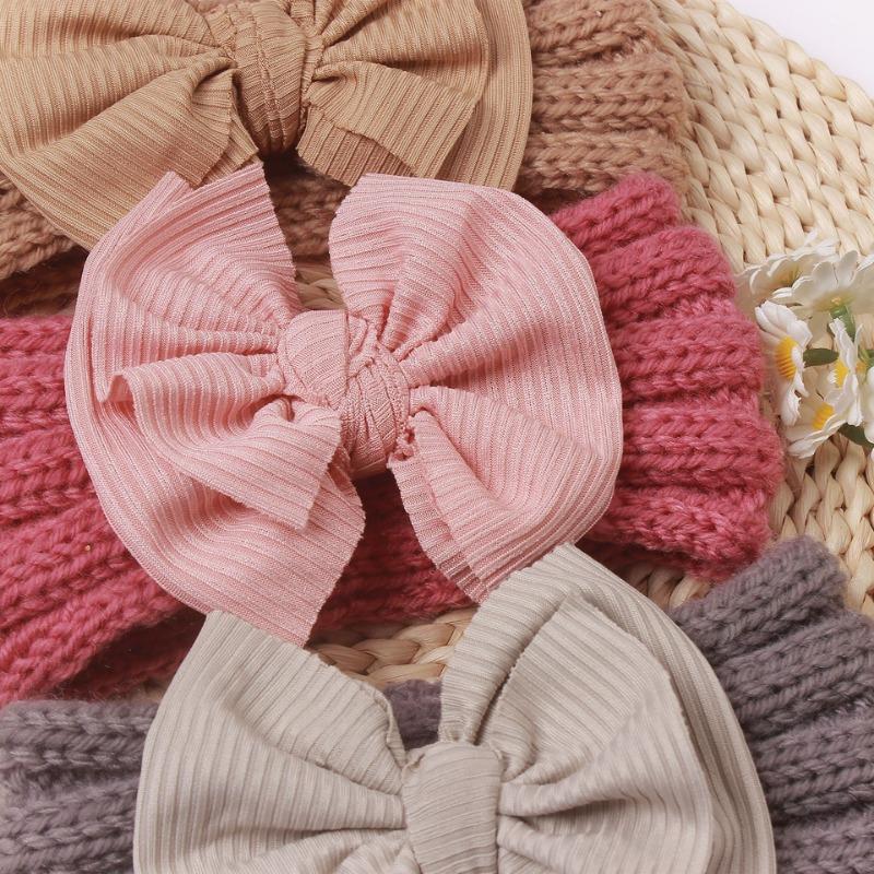 New Baby Warm Headband Winter Model, Cute Children's Creative Bow Wide Edge Headscarf, Baby Headband