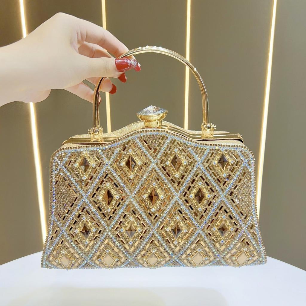 New dinner bag large capacity women's banquet full diamond women's bag high sense light luxury chain messenger handbag