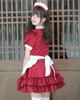Milky Time Women's Lolita Maid Cosplay Dress, Short Sleeves, Ribbon, 4 Colors (Red)