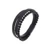 Punk Leather Wolf Head Bracelet Handwoven Beaded Bracelet Men'S Personality Cycle Chain Hand Jewelry