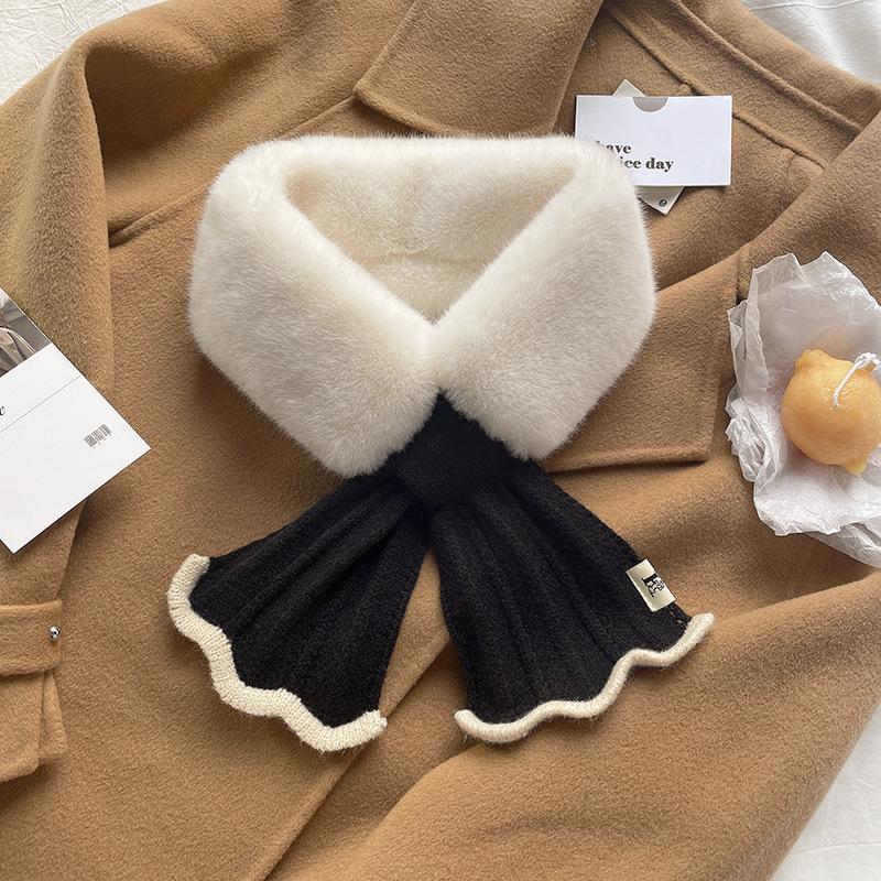 Soft waxy imitation rabbit hair knitted wool scarf female winter tide mermaid versatile student scarf