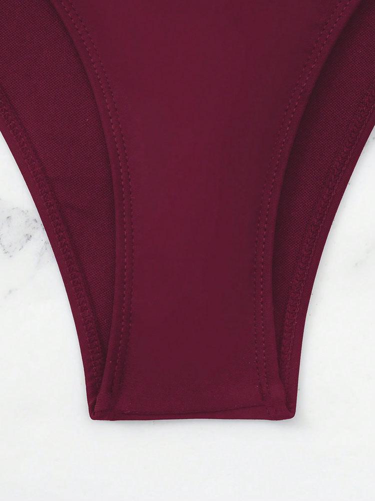 Halter Tie Sexy One-Piece Solid Mesh Swimwear for Women