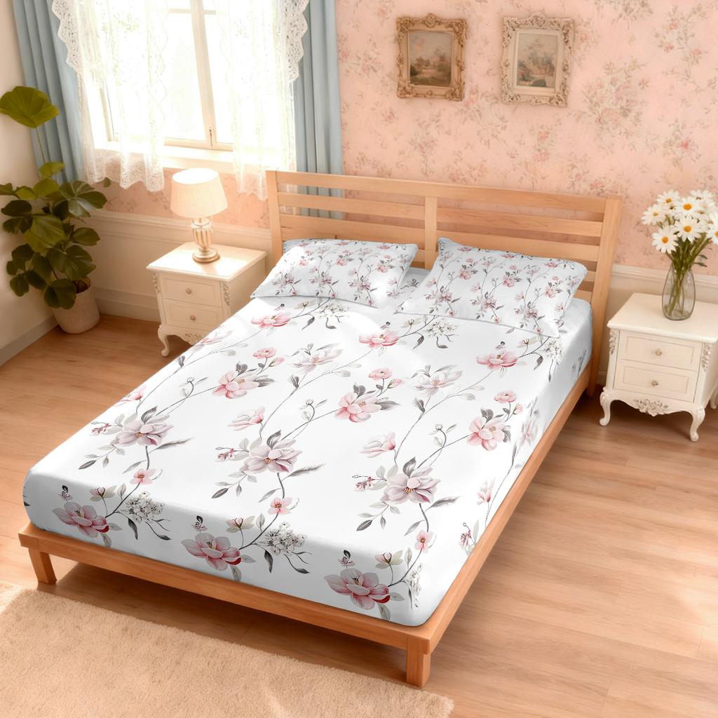 3pcs Spring Colorful Beautiful Flower Printed Coreless Bed Sheet Set Multi Size Soft Bed Cover Bedroom Bedding Decoration