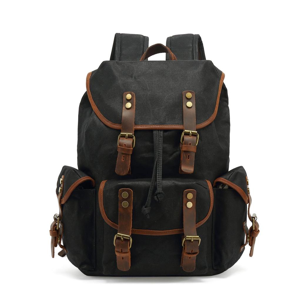 Backpack Men's and Women's Backpacks Outdoor Sports Travel Bag Waxed Canvas Waterproof Travel Computer Bag