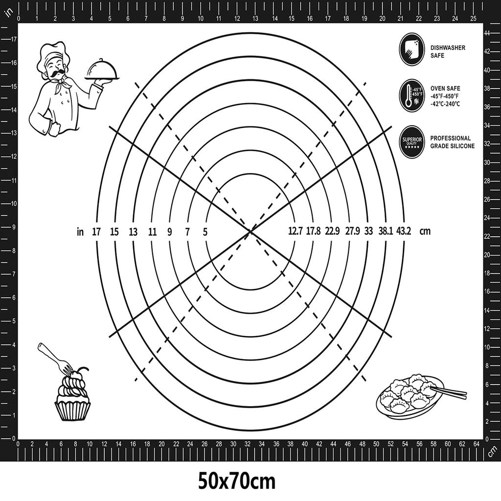 Non Stick Silicone Baking Mat Non Slip Kneading Dough Mat Pastry Mat With Measurements Pizza Cake Sheet Liner Cooking Tools