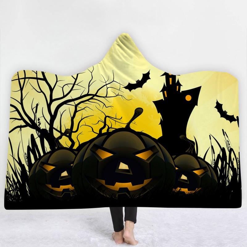 Dětská deka s kapucí Útulná pláštěnka Zimní teplá fleecová přikrývka na mazlení Školní halloweenský kostým