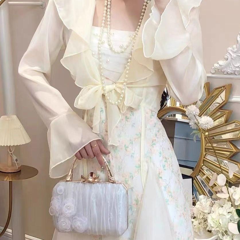 2026 Summer French Floral Lace Mesh Sling Dress - Beautiful Long Two-Piece Set