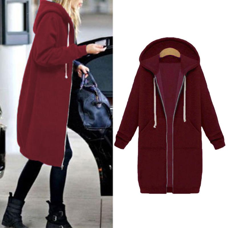 Europe, America, cross-border Amazon autumn and winter super long velvet large size women's sweater loose hooded jacket cardigan