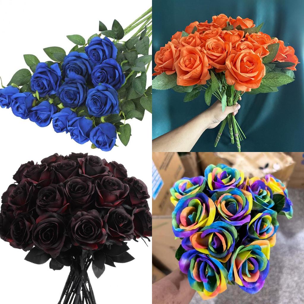 Gothic Style Silk Rose Artificial Flower With Curved Stem For Wedding And Party Arrangements