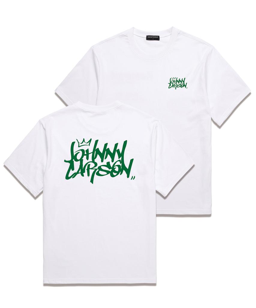 JOHNNY CARSON Classic Graffiti Logo Short Sleeve T-Shirt (Jcss102) White/Green (Type B)