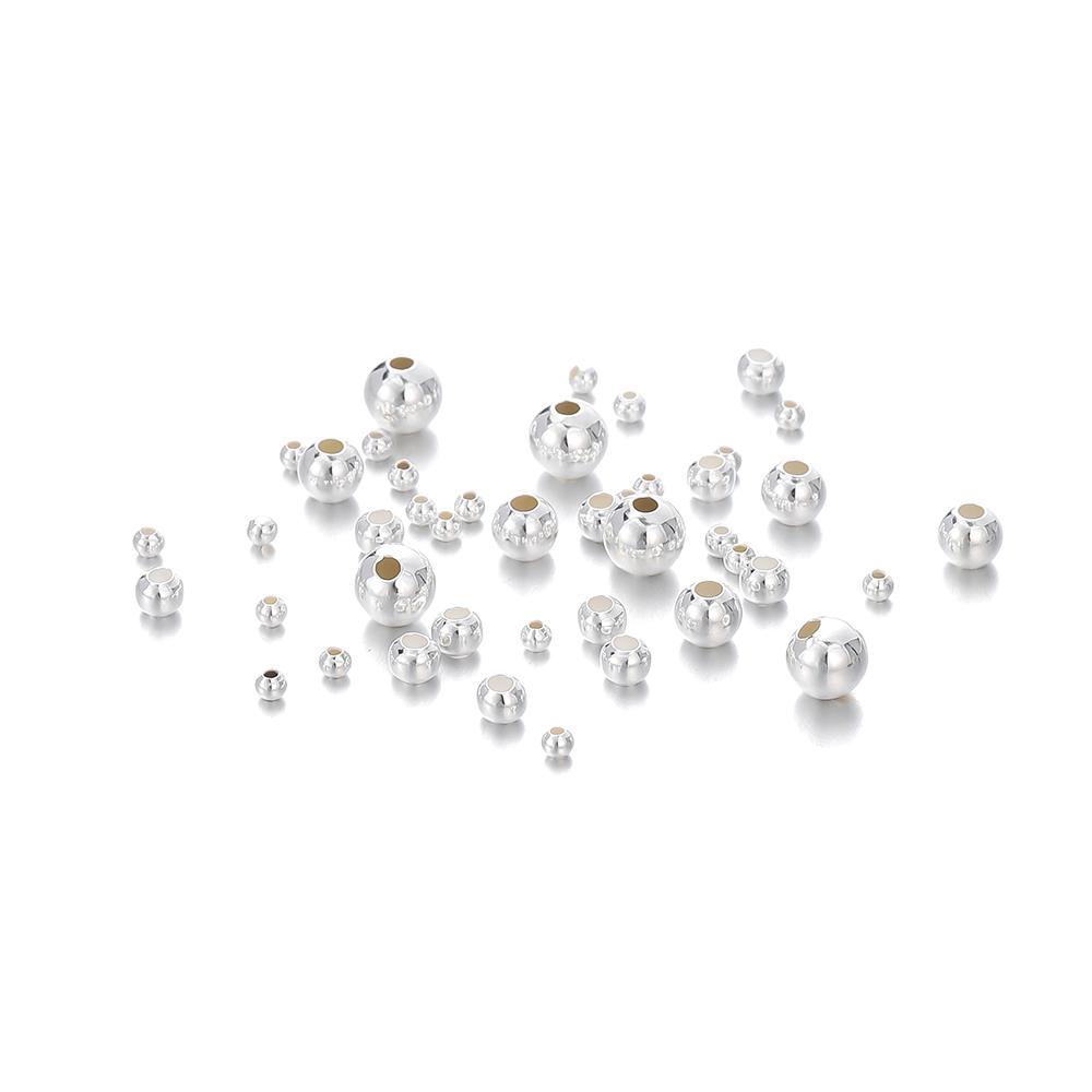 2-5MM 925 Sterling Silver Round Beads Spacer Beads Jewelry Findings Accessories Silver Bead for Bracelet Necklace Jewelry Making