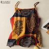 ZANZEA Canotte estive senza maniche con stampa scollo a V casual da donna