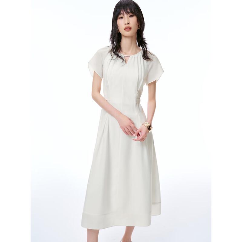 

PEACEBIRD Women s Elegant A-Line Waist-Cinching Summer Midi Dress M
