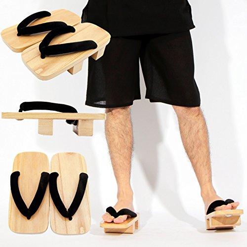 8 (eight) Authentic Paulownia Wood Two-Toe Geta Sandals for Men, Black, Size L, Approx. 28.0cm