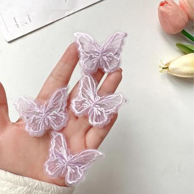 Korea Sweet Purple Lace Butterfly Hair Clips Butterfly Hair Barrettes Sweet Hairpins for Women Wedding Hair Accessories