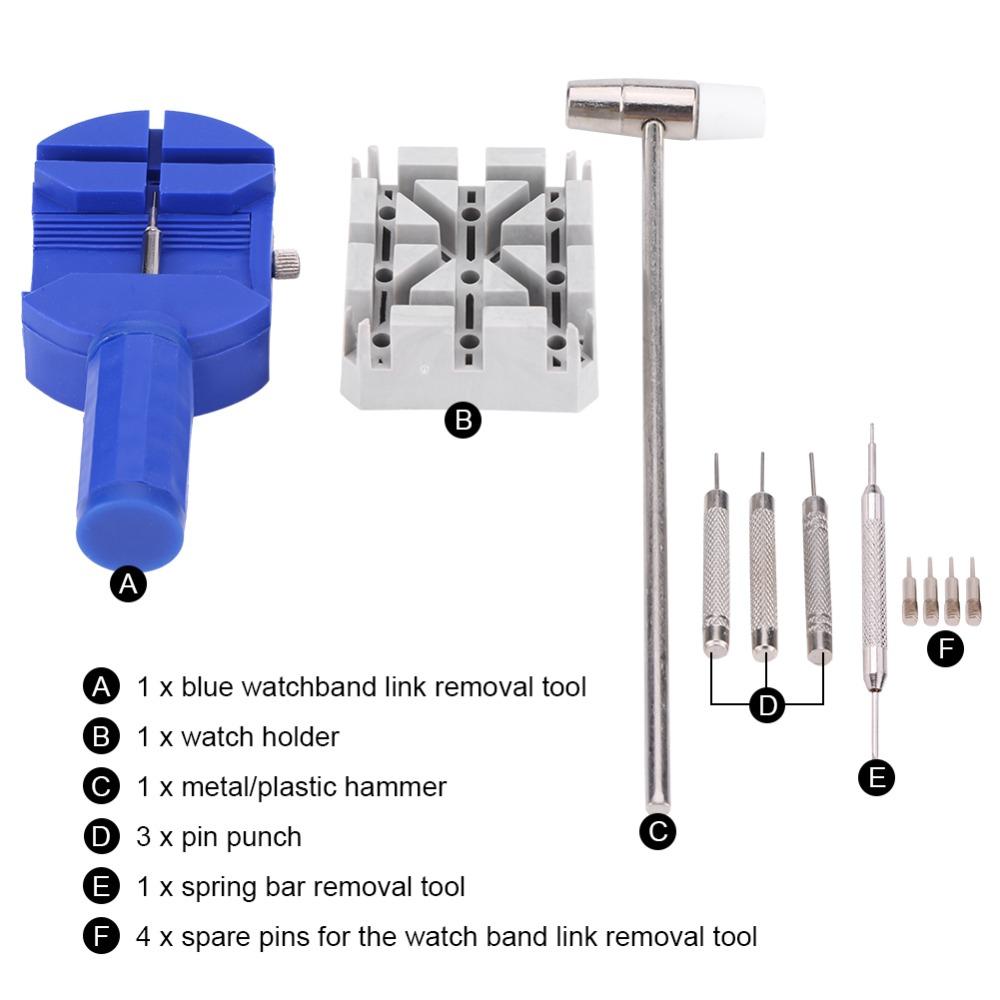 11pcs Professional ABS Plastic Watch Repair Tool Blue Color Watchband Repair Tool Watch Repair Kit Watchband Replacement