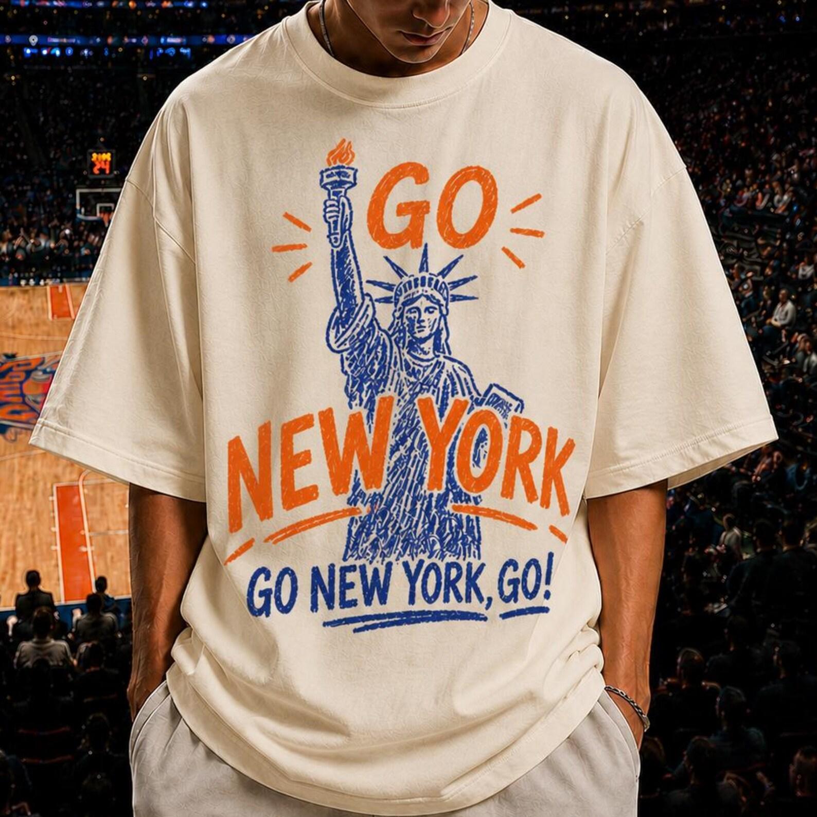 Go New York Shirt, New York Knicks T-Shirt, New York Statue of Liberty Graphic Tee, Basketball Shirt, Game Day Shirt, New York Shirt XL