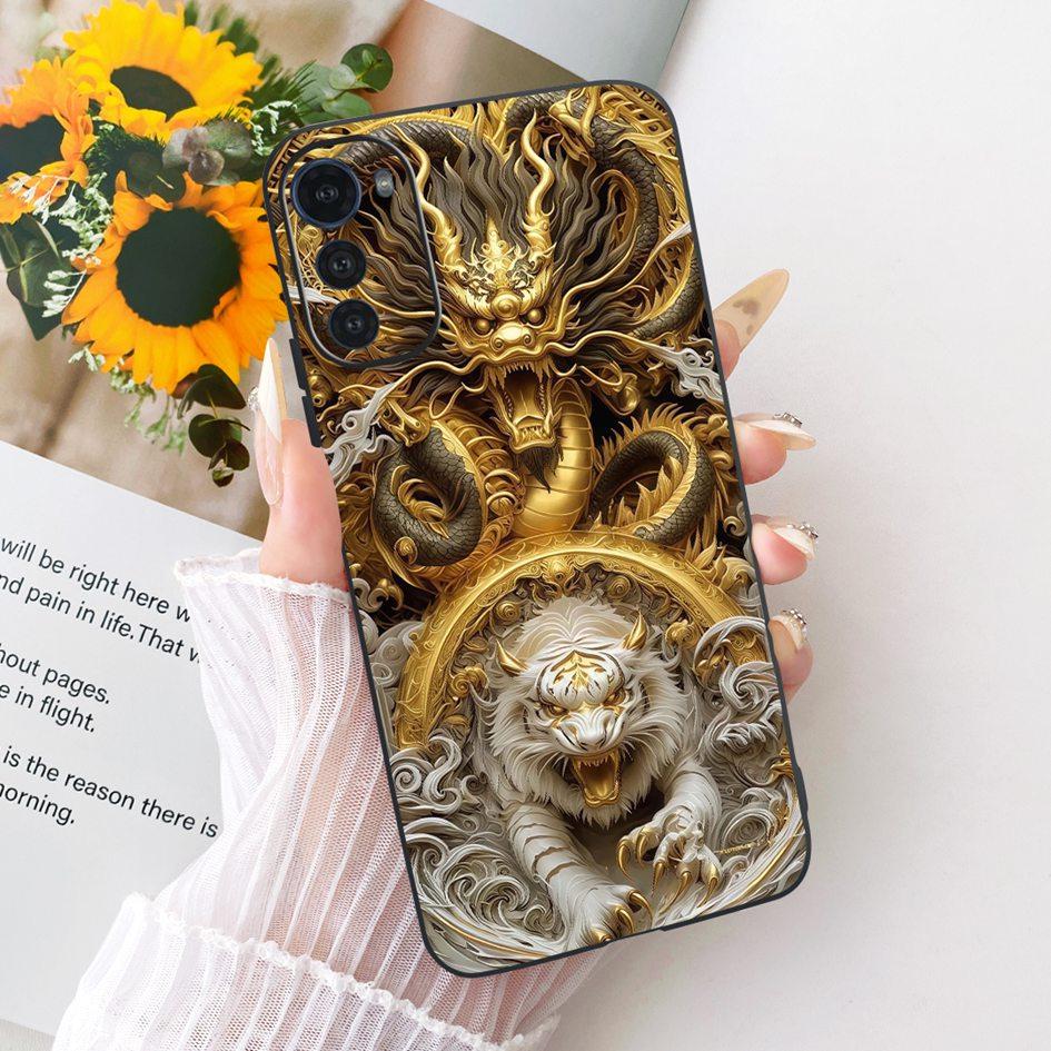 Silicone Case For Motorola Moto E32 E32s Cover Fashion Cartoon Dragon Painted Fundas Soft TPU Bumper For MotoE32 MotoE32s Casing