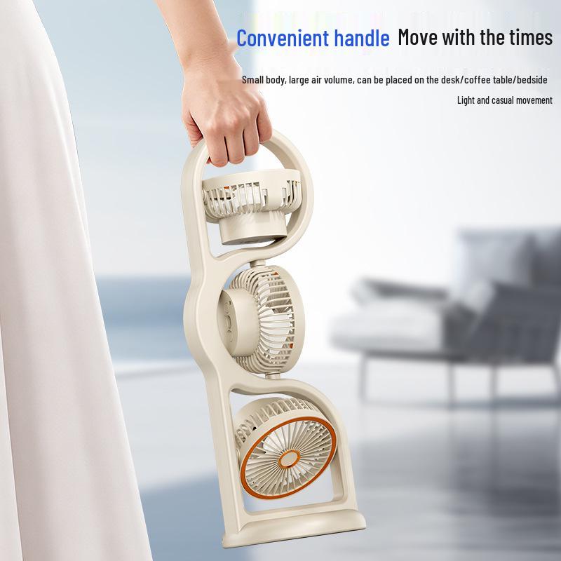 Rechargeable Tri-Head Multifunctional Outdoor & Desktop Fan