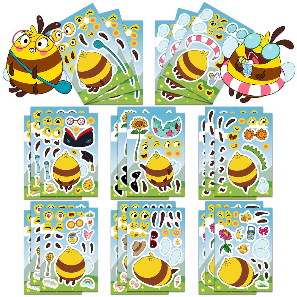 

Creative Bee Cartoon Stickers Set - 8 Sheets for Phone Cases & Notebooks