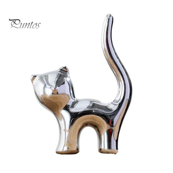 Contemporary Interior Decor Nordic Minimalist Ceramic Ornaments, Abstract Bear/Cat/Elephant/Cactus Sculpture Tabletop for Elegant Table Centerpieces