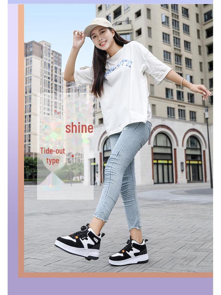 Children's Double-Wheel Deformation Roller Skates for Girls and Boys