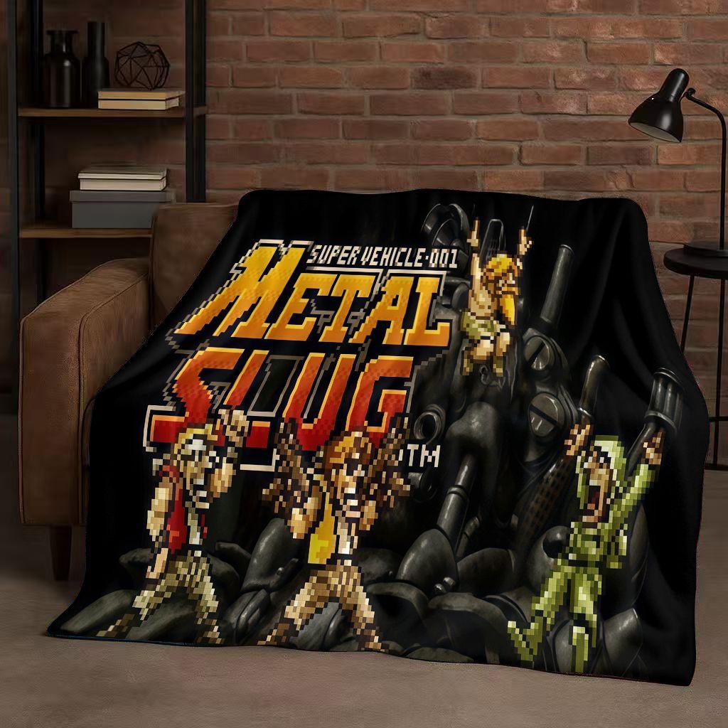 Classic Game Metal Slug Pixel Style Flannel Blanket,Ultra Soft Warm Plush Throw for Home Bedroom Bed Sofa Cover Office Travel