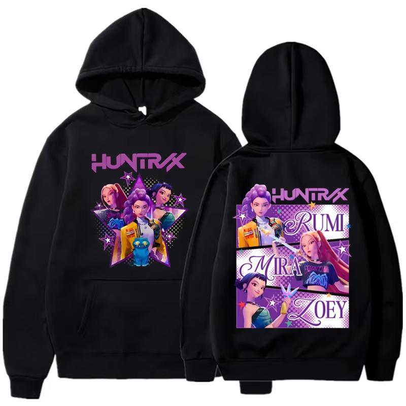 KPop Demon Hunters Huntrix Hoodies Men Women Casual Pullovers Mira Rumi Zoey Printed Sweatshirt Hooded Unisex Fashion Streetwear