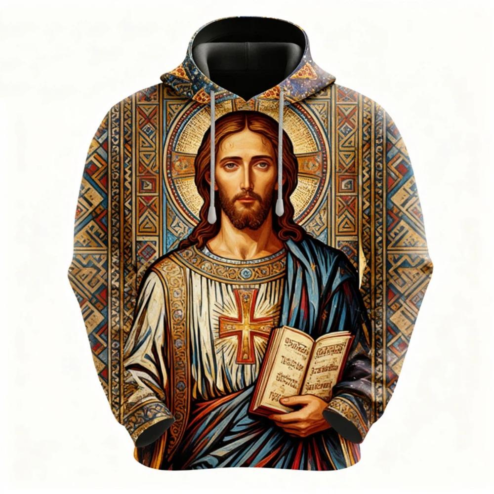 Autumn Fashion Men Women's Hoodies Jesus Graphic Print Pullover Casual Sweatshirt Kids Hoodies Top Clothing