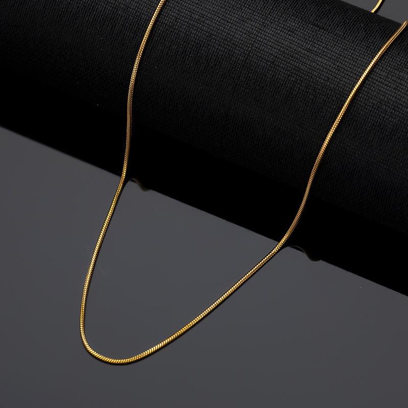 18K Gold-Plated Stainless Steel Round Snake Chain Necklace - New Style