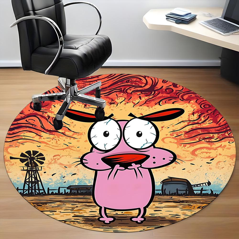 1pc COURAGE The Cowardly Dog Office Round Area Rug, Under Office Chairs Bedroom Living Room Home Decor, Room Decoa1016125