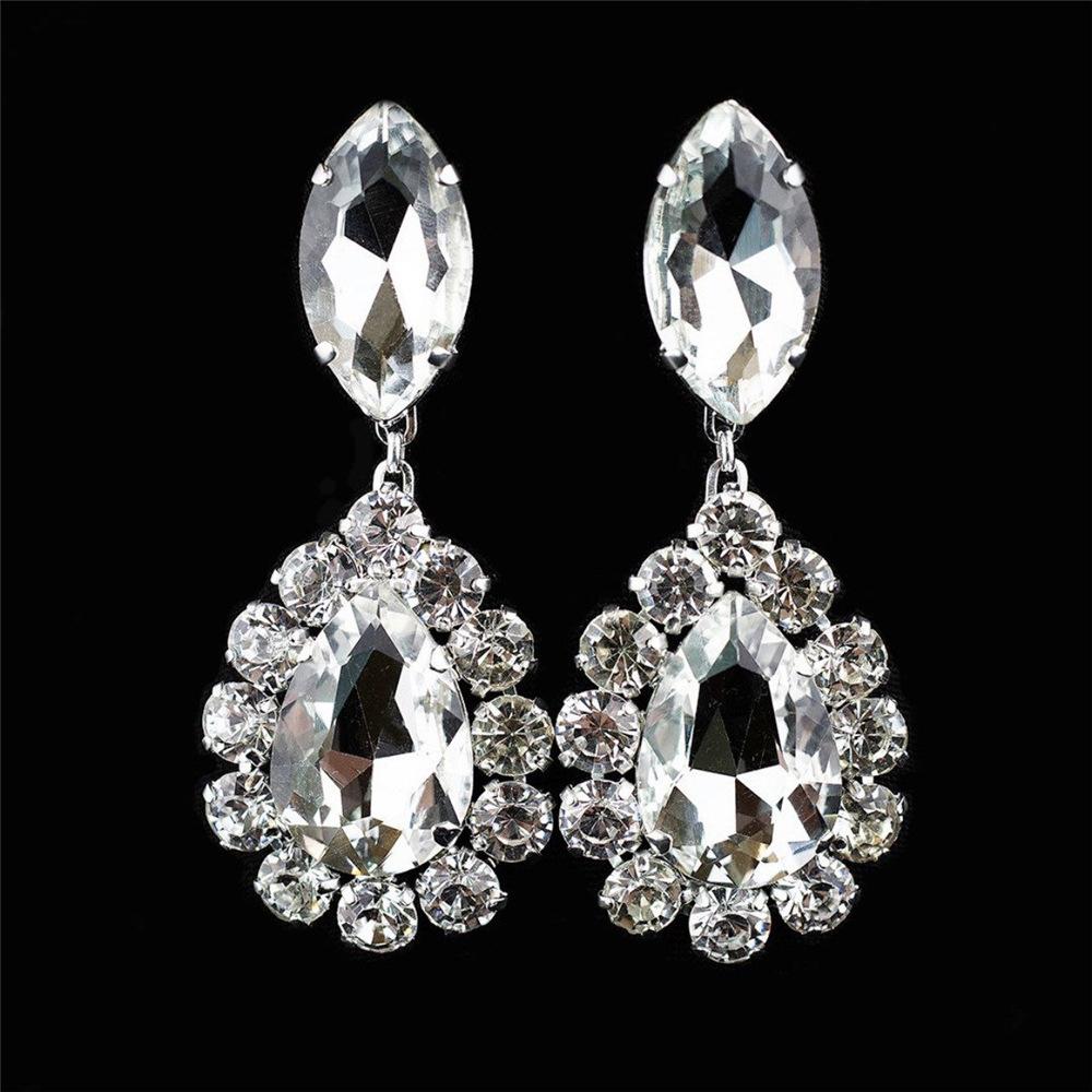 New Full Diamond Atmospheric Long Earrings Muse Super Flash Rhinestone Water Drop Earrings Temperament Crystal Bridal Earrings