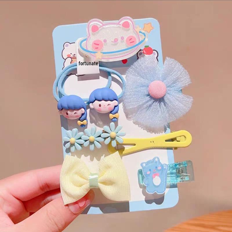 

Детский набор заколок и резинок для волос: Заколки-уточки с дофаминовым дизайном и челкой - Сладкие и милые