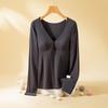 Women's Winter V-Neck Warm Tops with Chest Pads, Double-Sided Brushed Velvet, and Seamless Thickened German Velvet Bras